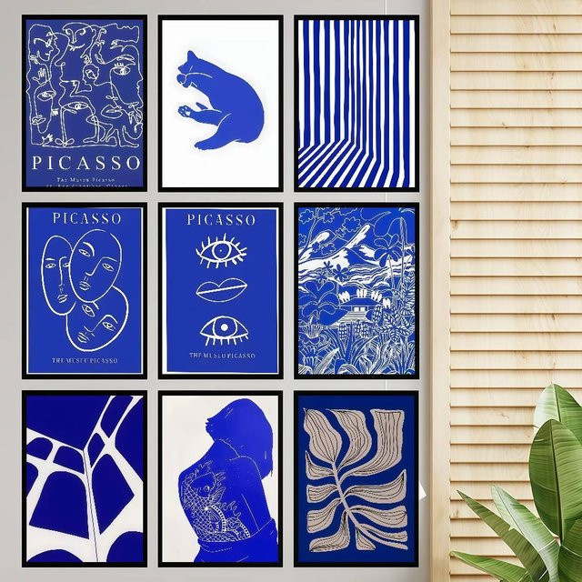 Abstraktes Filmplakat Moetch in Blau als Wandkunst für dein Nordic Home Decor aus Papier - Bild 1