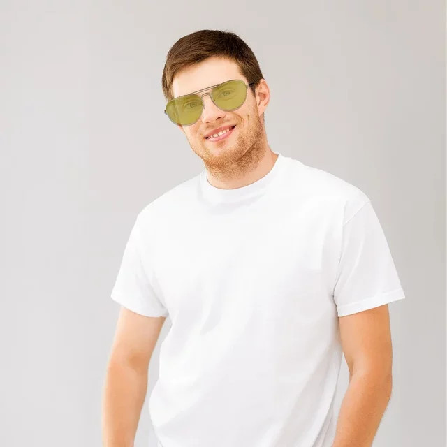 KJOY Retro-Sonnenbrille Aviator, Metall, Vollrand, gelb, Unisex - Bild 1
