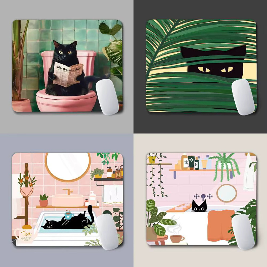 Rastar Art Green Mauspad mit Katzen-Motiv für Gaming und Laptop, Schreibtischunterlage in Grün und Multicolour - Bild 3