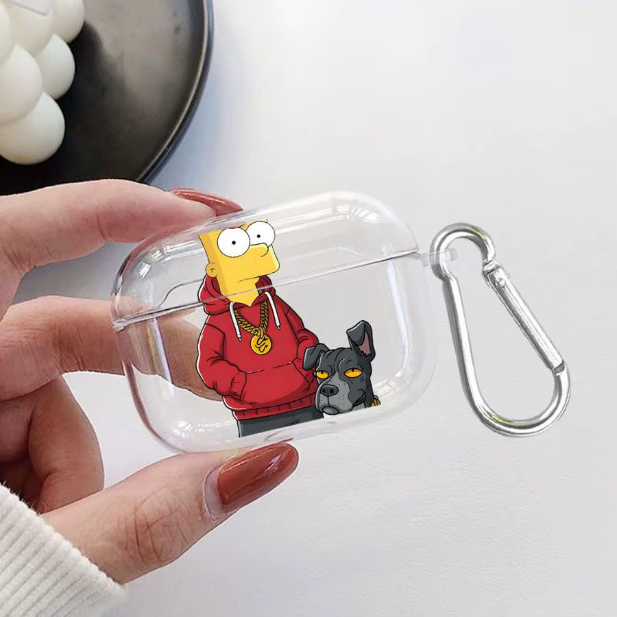 Transparente Kopfhörerhülle im Simpsons Cartoon Design für Apple AirPods 3, 1 Pro, 3 Pro, 2 Pro und 4 - Bild 2