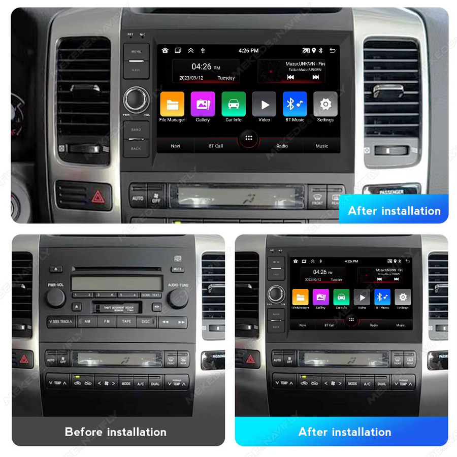 MEKEDE & NAVIFLY 8 Zoll Auto Radio mit Carplay Multimedia Player für Toyota Land Cruiser Prado 120 2004-2009 in Schwarz - Bild 2