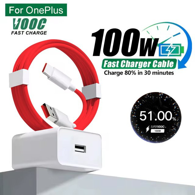 OnePlus 100W SuperVOOC Schnellladegerät mit USB-C Kabel in Weiß für OnePlus 11 12 13 13R 13S Nord 4 und OPPO - Bild 1