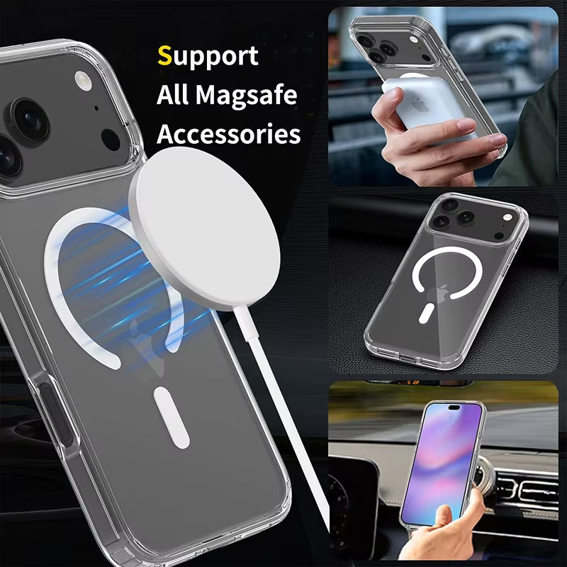 GERPALLI Magnetische Transparente Hülle für iPhone 18 Pro Max 17 16 15 14 13 mit Kamerasteuerung und MagSafe Kompatibilität, Stoßfeste Schutzhülle mit weichen Kanten und harter Rückseite - Bild 3