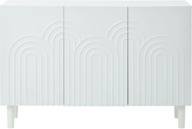 okwish Sideboard mit 3 Türen für dein Wohnzimmer in Weiß, B/T/H: 120 x 38 x 79 cm - Bild 1