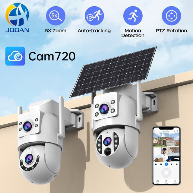 Jooan 4K 5G Kabellose IP-Kamera für Außenbereich mit Doppelbildschirm, 5-fach Digitalzoom, CCTV-Videoüberwachungskamera und Auto-Tracking in Weiß - Bild 1