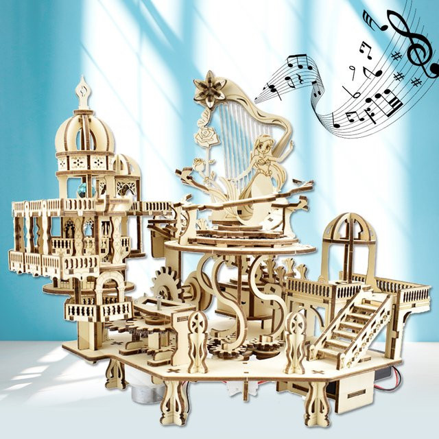 Chriyungel Mystery Island 3D-Holzpuzzle Spieluhr, mit Licht, DIY-Montagemodellbausatz - Bild 1