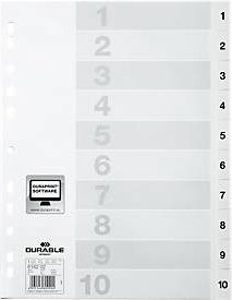 Durable Kunststoffregister A4 in Weiß mit Zahlen 1-10 - Bild 1
