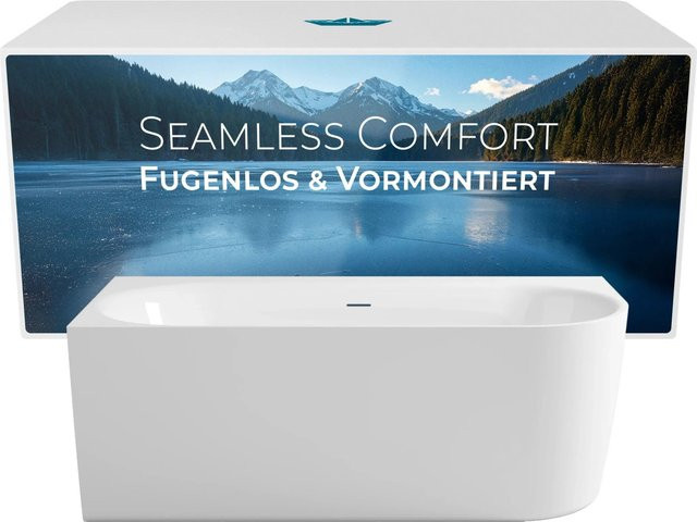 Calmwaters Vorwand-Badewanne Seamless Comfort Komplettset mit Schürze in Weiß, Rechtsausführung, Fugenlos, B/T: 160 x 75 cm - Bild 1