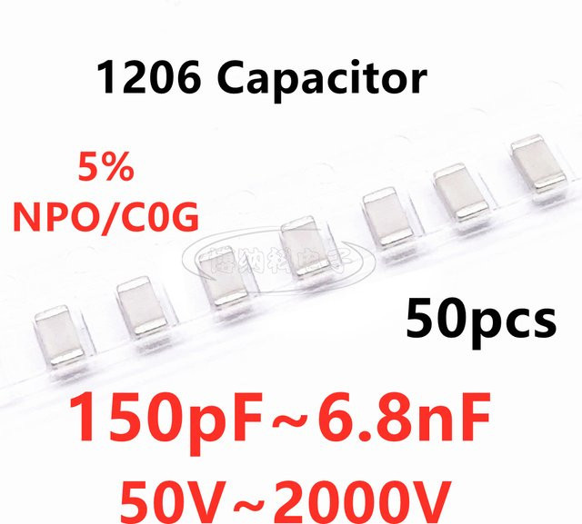 Bonakin 50 Stück SMD Kondensator Set NPO C0G ± 5% bis 6,8 nF 1000V 2000V - Bild 1