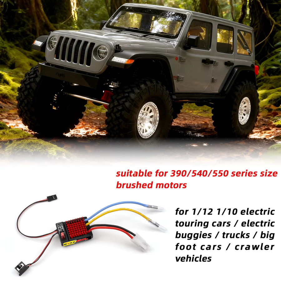 RCXAZ Bürstenmotor 12T-40T & 60A Wasserdichtes ESC-Kombiset für 1/10 RC Crawler - Bild 3