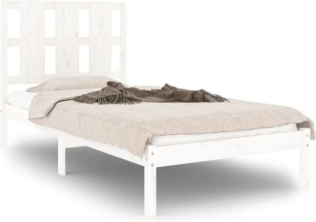 vidaXL Massivholzbett aus Kiefer in Weiß, modern und lackiert, B/T/H: 90 x 200 cm - Bild 1
