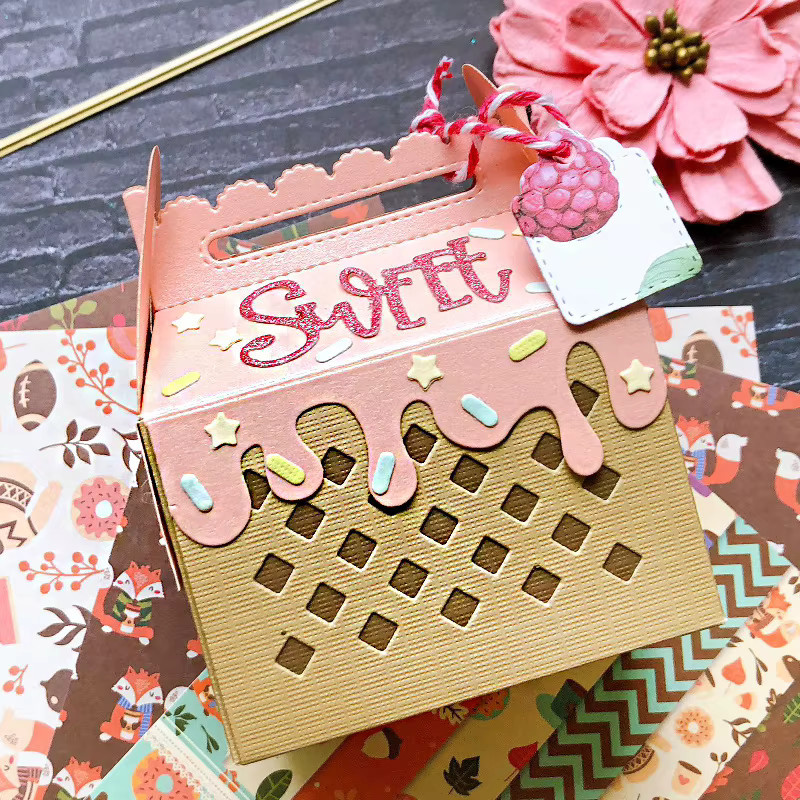 KLJUYP Candy Box Metall-Stanzschablonen in Gold für DIY-Scrapbooking und dekorative Prägung von Papierkarten - Bild 2