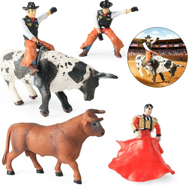 Oenux Stierkampf-Cowboy Actionfiguren, Tiere, Kunststoff, Bunt - Bild 1