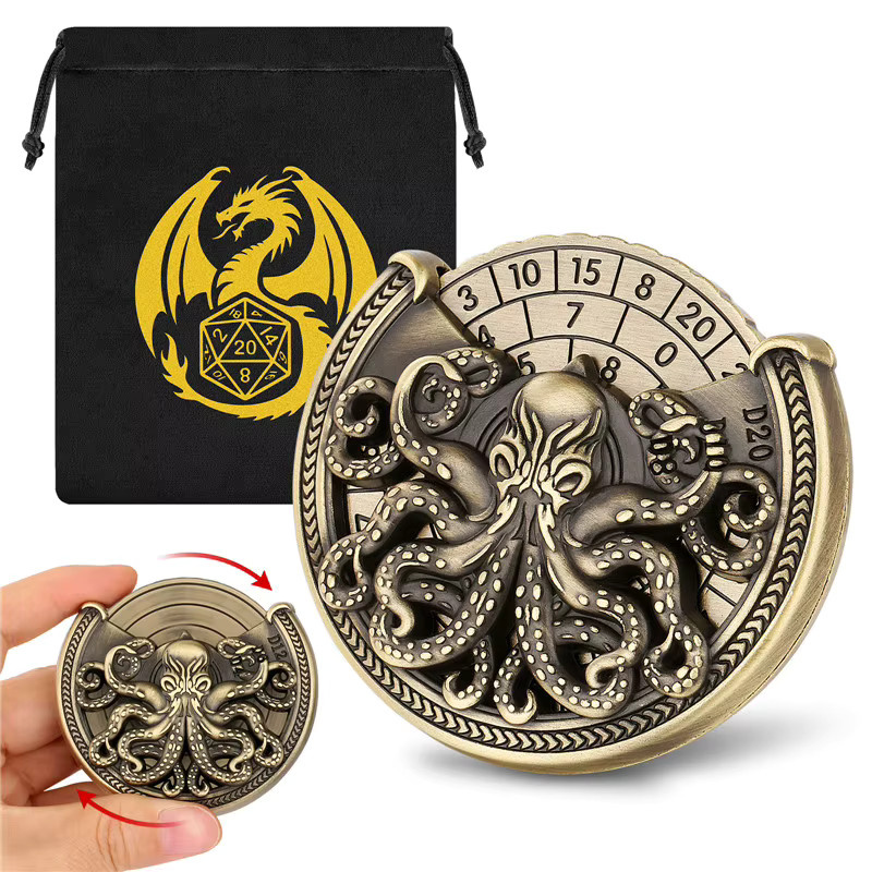Creative Octopus Design Würfelspinner, Metall, Grau, Zubehör - Bild 1