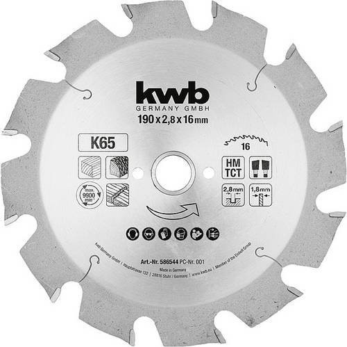 Kwb Kreissägeblatt für Holz, Carbide Tipped, Silber, Durchmesser: 190 mm, Bohrung: 16 mm - Bild 1