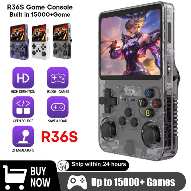 AISLPC R36S Retro Handheld Videospielkonsole in Rot mit 3,5 Zoll IPS Bildschirm und 64 GB Speicher - Bild 1