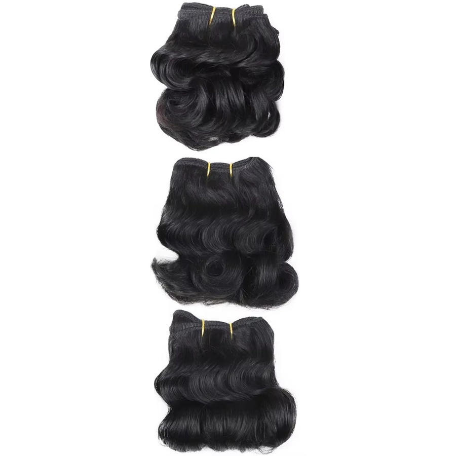3 Stück kurze lockige Haarweb bündel, 100% Echthaar, Unisex - Bild 2