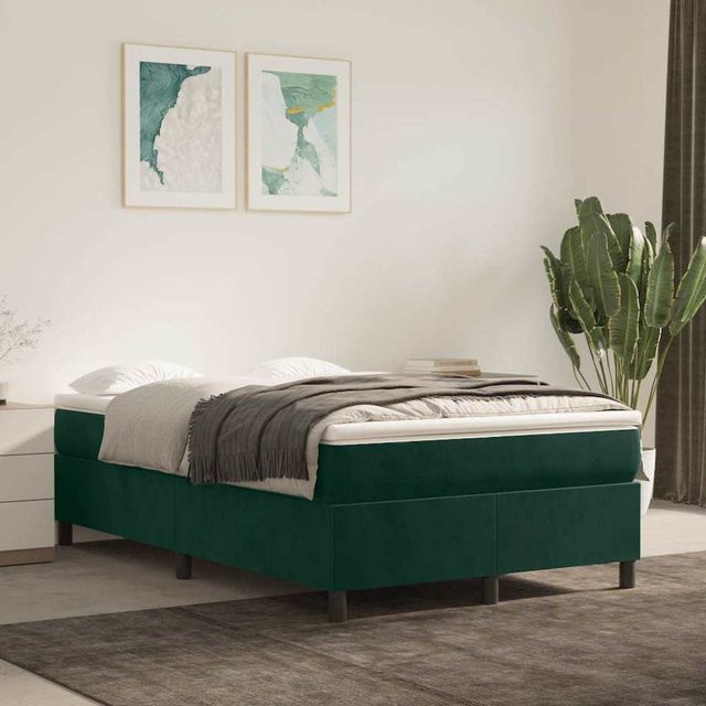 vidaXL Boxspringbett aus Samt in Dunkelgrün, B/T/H: 120 x 200 x 35 cm - Bild 3