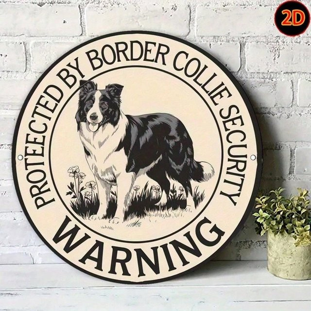 Vintage Border Collie Metallschild CIFBUY Aluminium Wandkunst Beige Retro Deko für Heim und Outdoor - Bild 1