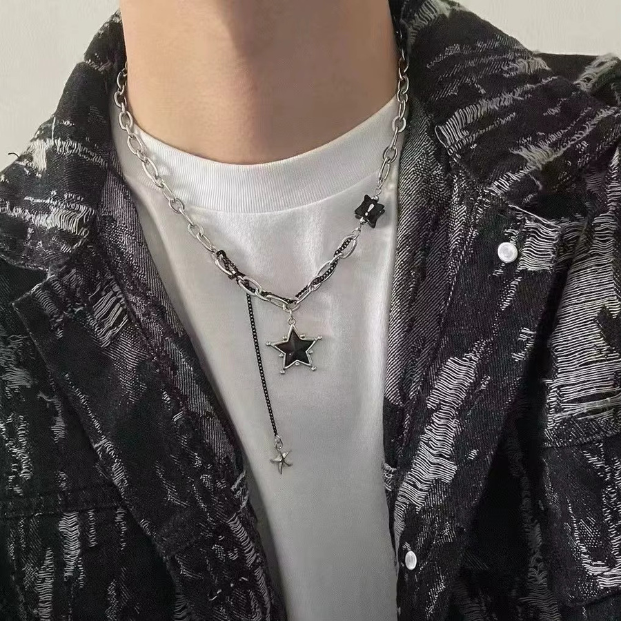imixlot Halskette mit Stern Geometrie Anhänger, Edelstahl, Silber, Herren - Bild 3