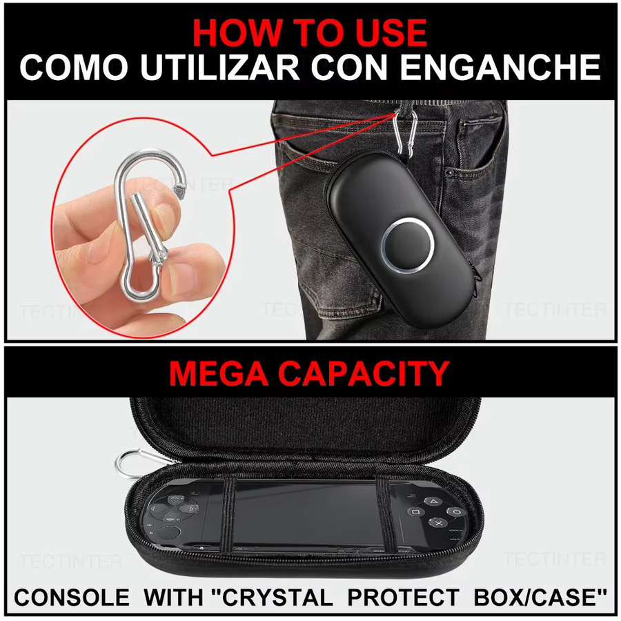 Schützende Sony PSP Hartschalen-Tragetasche in Schwarz für PSP 1000/2000/3000 und Zubehör - Bild 4