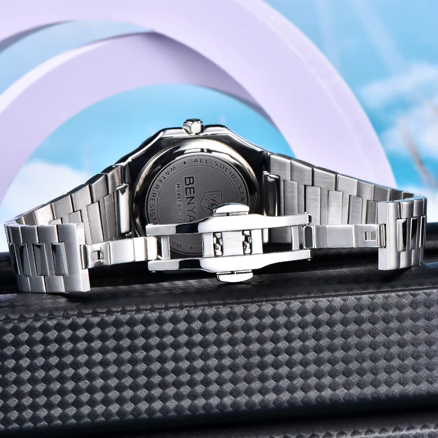BENYAR Armbanduhr Quarz, Edelstahl, eckig, Blau, Herren - Bild 4