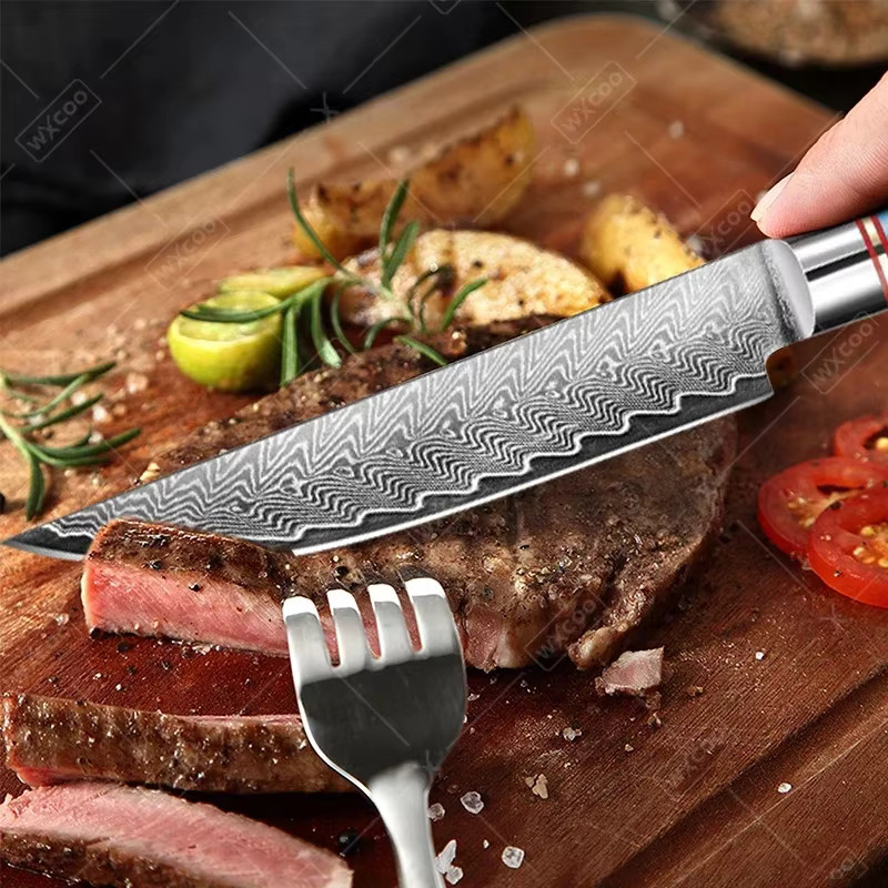 WXCOO Universal Kochmesser aus Damaststahl in Silber für Fleisch, Fisch und Gemüse - Bild 4