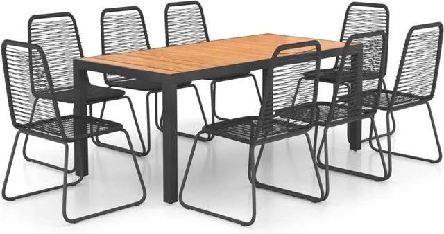 Furnicato 9-teilige Garten-Essgruppe aus PVC-Rattan und WPC in Schwarz und Braun - Bild 1