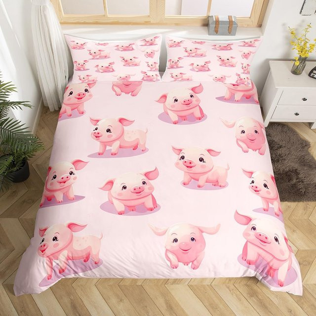 Lodestar Bettwäsche Set Rosa Schlafendes Schwein aus Mikrofaser für Kinder, B/H: 135 x 200 cm - Bild 1