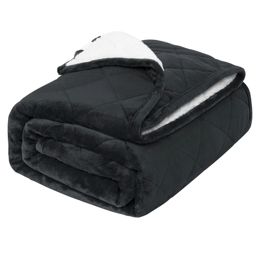 WOLTU Charcoal Gewichtsdecke für Erwachsene, reversible Anti-Stress-Therapiedecke mit Flausch-Effekt, Farbe: Grau - Bild 2