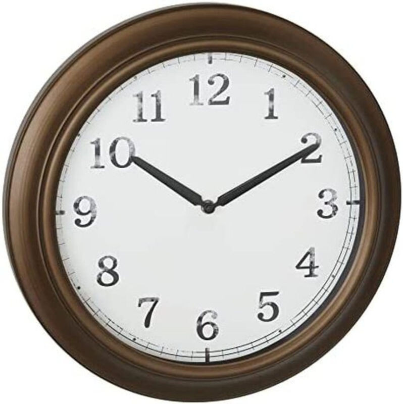 TFA Dostmann Outdoor Wanduhr aus Metall in Messing-Optik, Analog, Spritzwassergeschützt, Durchmesser: 38,7 cm - Bild 1