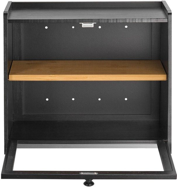 Buying Solutions MB Brotkasten aus Bambus und Acryl in Schwarz, doppelschichtige Brotdose mit Belüftung, B/T/H: 40,0 x 33,5 x 25,0 cm - Bild 1