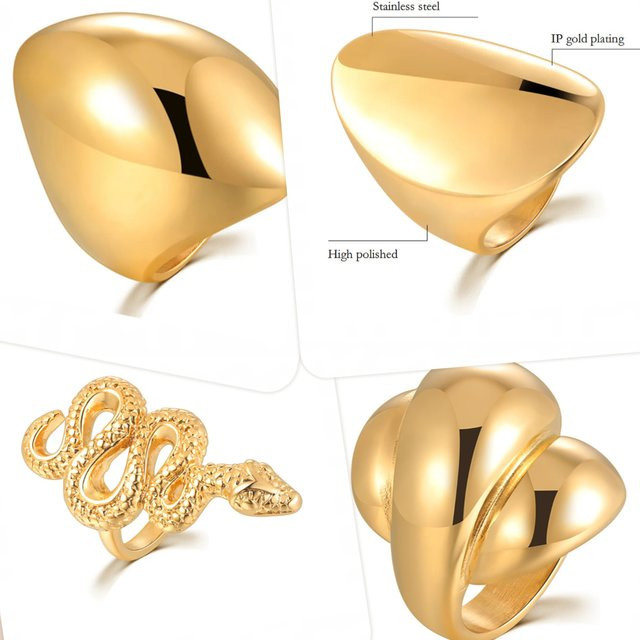 MAGIC ZONE Schlangenring Edelstahl, Gold, Unisex - Bild 1