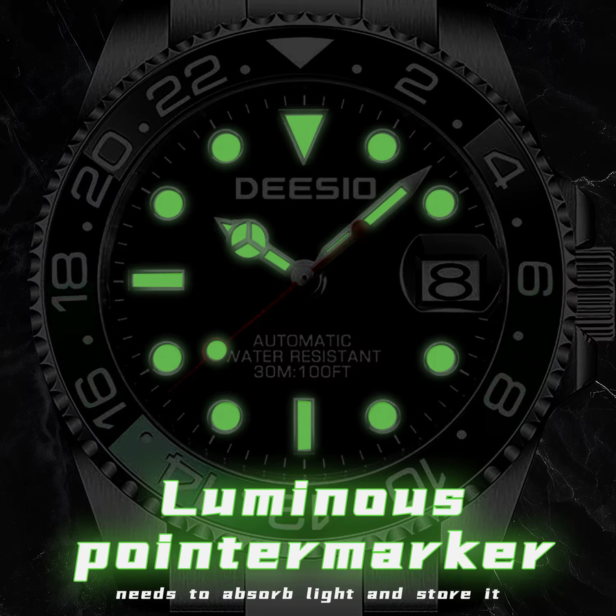 Deesio Armbanduhr, Automatik, Edelstahl, Schwarz, Herren - Bild 4