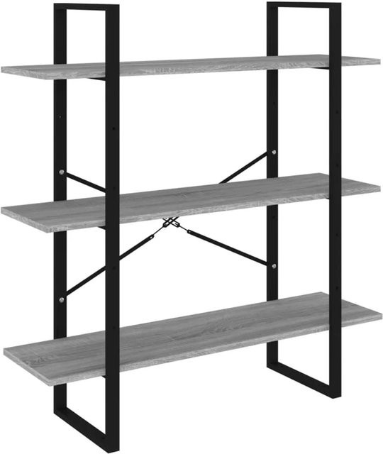 vidaXL Bücherregal in Grau im Industrial-Design aus MDF und Metall, B/T/H: 100 x 30 x 105 cm - Bild 1