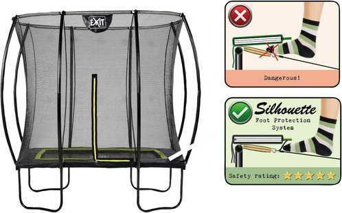 EXIT Toys Silhouette Rechteckiges Trampolin Schwarz mit Sicherheitsnetz, B/T: 214 x 153 cm, max. Belastung 120 kg - Bild 2