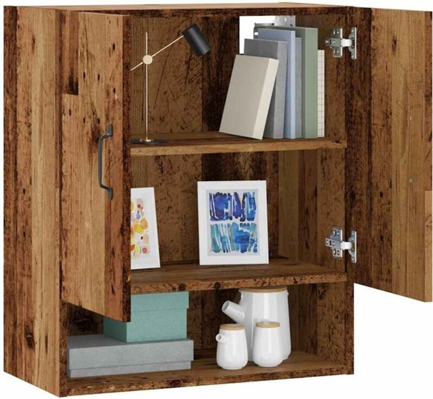 Wandschrank in Altholz-Optik von vidaxl, Braun, Landhaus-Stil aus Holzwerkstoff mit Drehtüren, B/T/H: 60 x 31 x 70 cm - Bild 1
