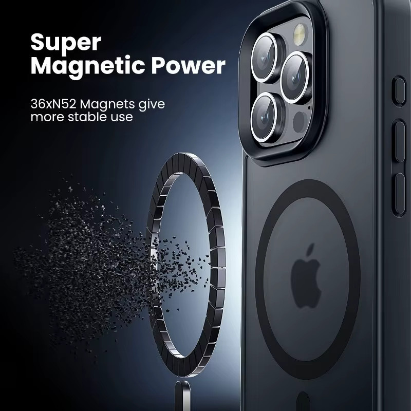 FUCHU Transparente MagSafe Magnetische Hülle für iPhone 16 17 15 14 13 12 11 Pro Max Plus Kabelloses Laden Hartschalen-Schutzhülle - Bild 3