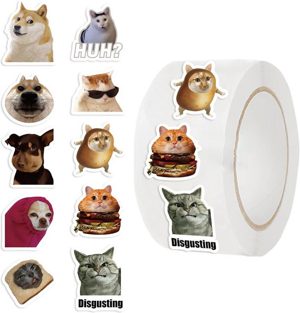 YourLife Store Katzen-Emoji Washi-Tape in Multicolour für Tagebuch und Dekoration, 500 Stück pro Rolle - Bild 1