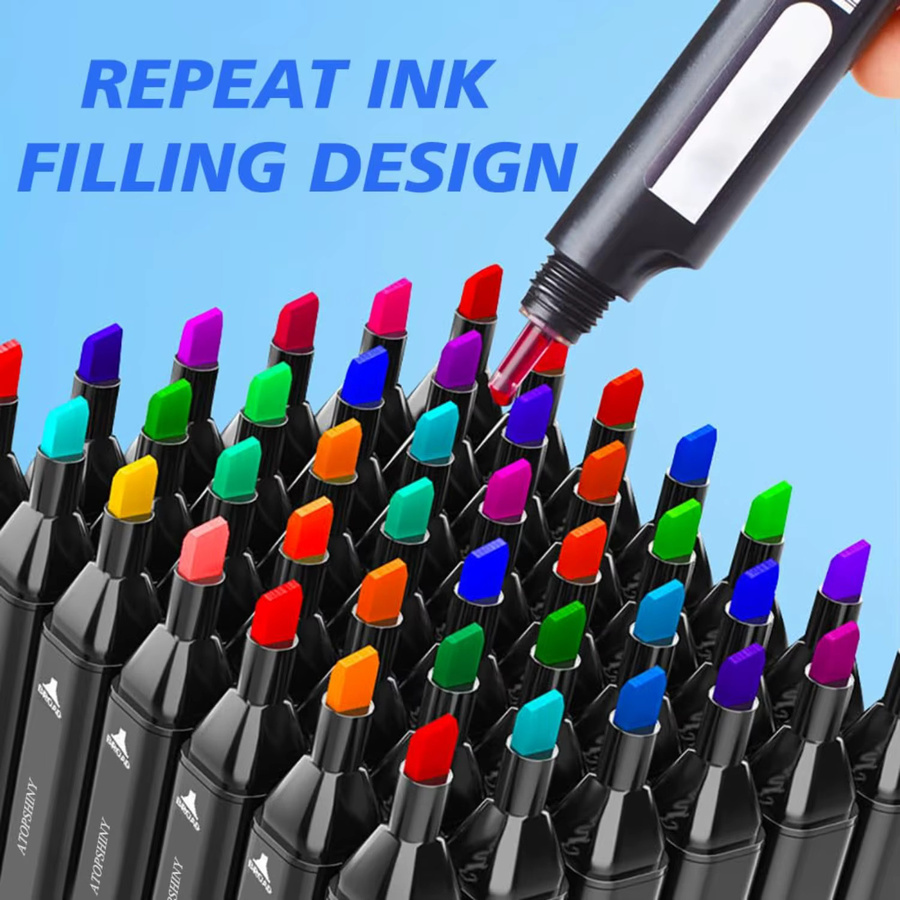 Set mit 262 doppelseitigen Alkoholstiften in Multicolour mit feiner und abgeschrägter Spitze für Zeichnungen, Design, Comics und Kalligraphie - Bild 4