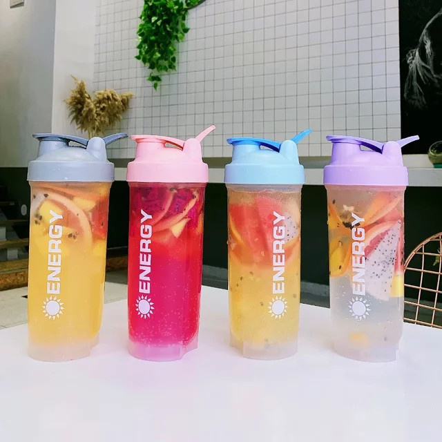 Sport Shaker für Fitness und Proteinshakes mit Mixball und integrierter Waage, Grau, 500/700 ml - Bild 1