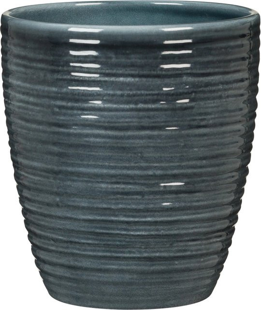 Scheurich Orchideengefäß 669 aus Keramik in Petrol mit Rillenstruktur, Durchmesser: 12,3 cm, Höhe: 14 cm - Bild 1