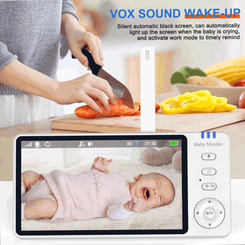 CHAMOUS 5-Zoll Video-Babyphone mit Audio-Kamera, 2-Wege-Audio und Temperaturanzeige sowie wiederaufladbarem Akku - Bild 2