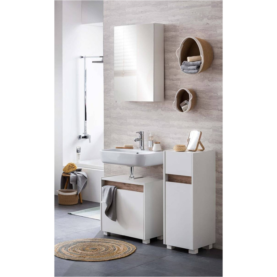 Schildmeyer Spiegelschrank Cosmo weiß glänzend, 1-türig mit Spiegel und Regalböden, B/H/T: 50 x 70,7 x 16 cm - Bild 2