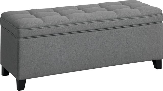 HOMCOM Sitzbank mit Stauraum in Leinenoptik, Polsterbank für Wohnzimmer, Schlafzimmer oder Flur, Dunkelgrau, B/T/H: 120 x 40 x 48 cm - Bild 1