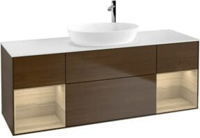 V&B Waschtischunterschrank Finion in Weiß mit Eichenregal, Breite: 160 cm, Tiefe: 50,1 cm, Höhe: 50,1 cm - Bild 1