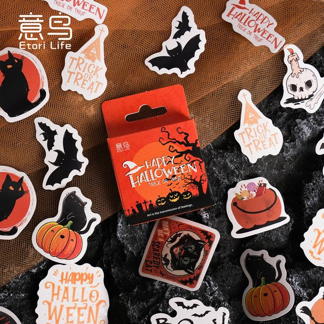 Etori Life Halloween Aufkleber-Set mit 46 Stück in Multicolour als DIY-Dekoration für Tagebuch, Notizbuch und Handy - Bild 1