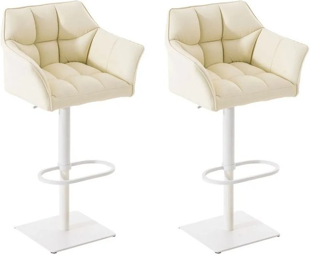 CLP 2er Set Barhocker Damaso in Creme/Weiß aus Kunstleder mit Armlehnen und Drehsitz - Bild 1