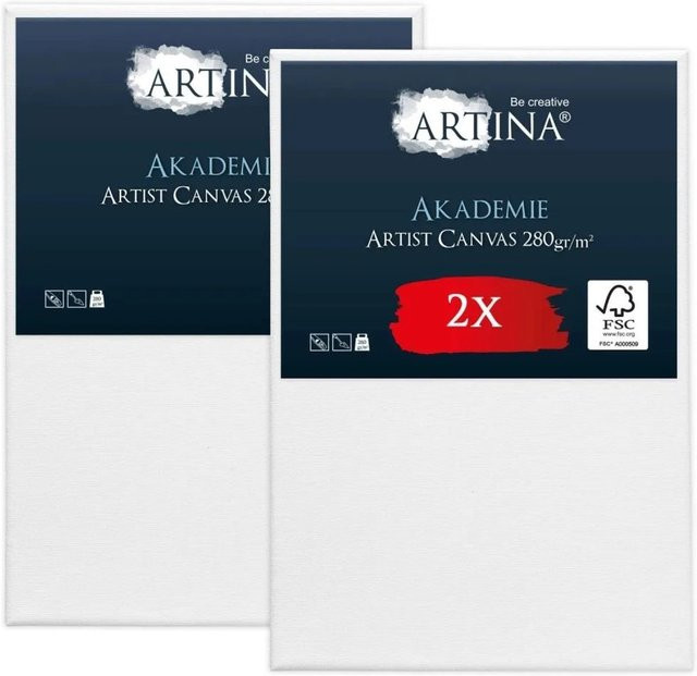 Artina Akademie Keilrahmen Set aus FSC Holz und Baumwolle, Farbe Weiß, B: 70 cm, H: 90 cm, 2-teilig - Bild 1