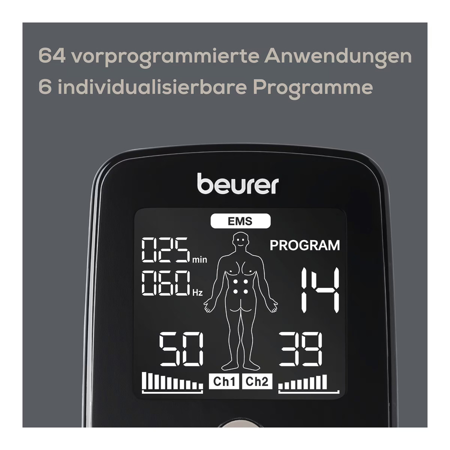 Beurer EM 1 R Relief+ Digitales TENS/EMS Reizstromgerät in Weiß und Schwarz - Bild 2
